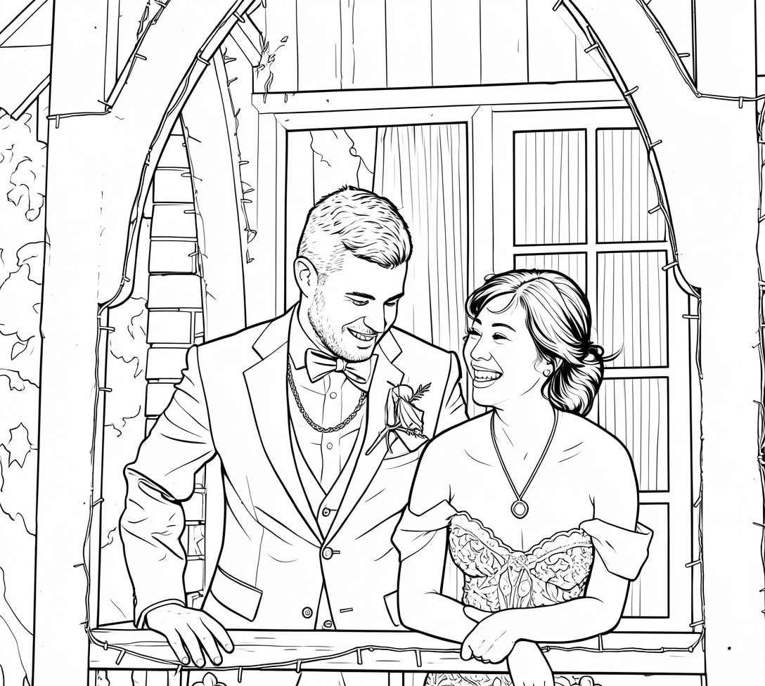 Example bespoke colouring page from custom colouring books created by EverFold