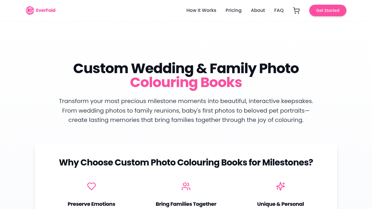 Screenshot of https://everfold.co.uk/wedding-family-books